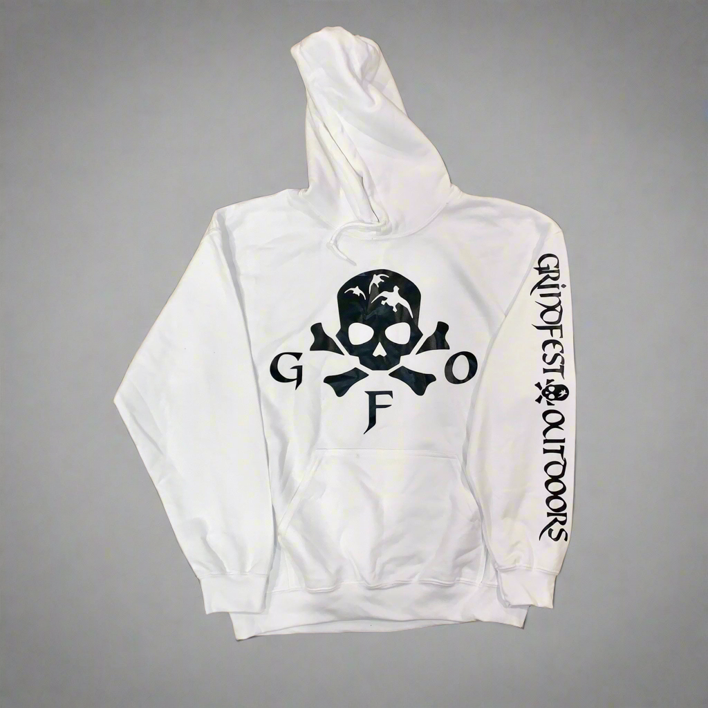 White Hoodie with Snow Geese Logo