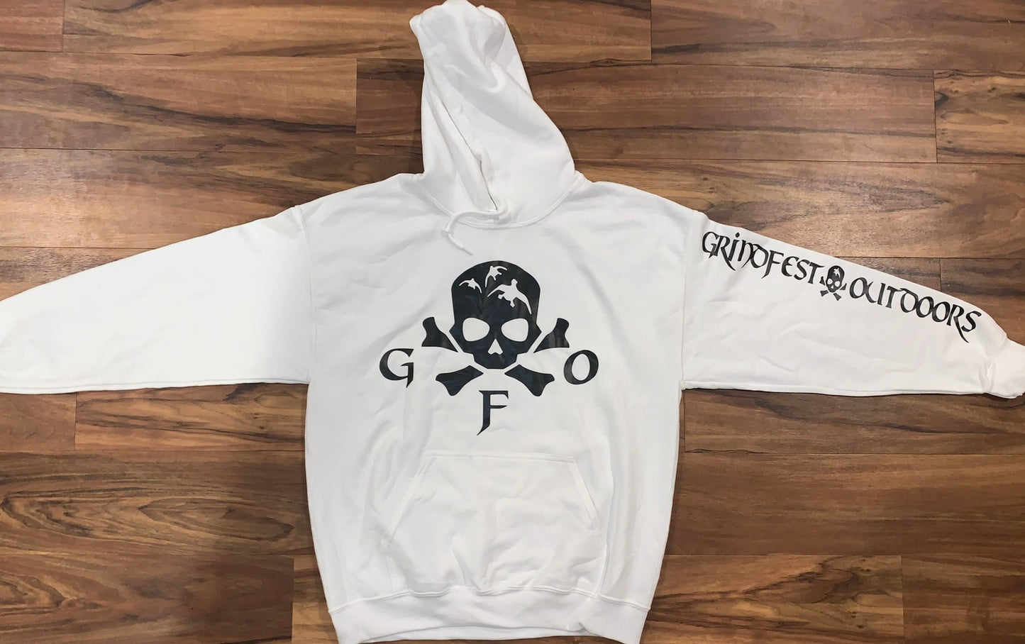 White Hoodie with Snow Geese Logo
