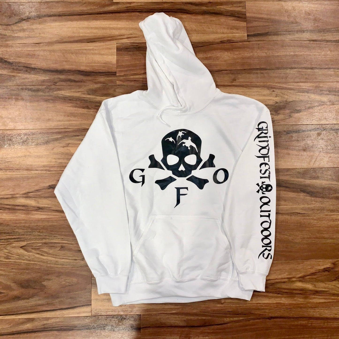 White Hoodie with Snow Geese Logo